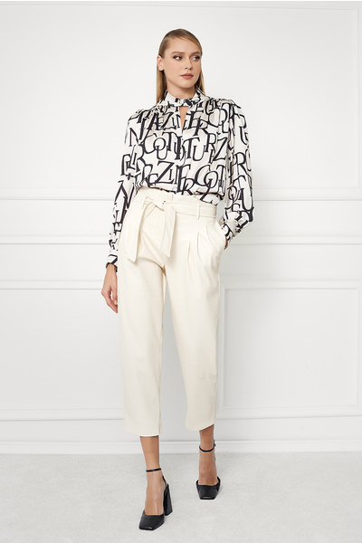 Faux Leather Trousers with Belt