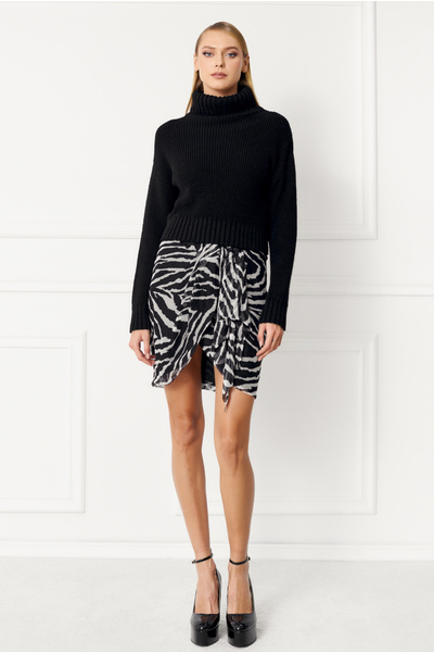 Zebra Print Mini Silk Skirt