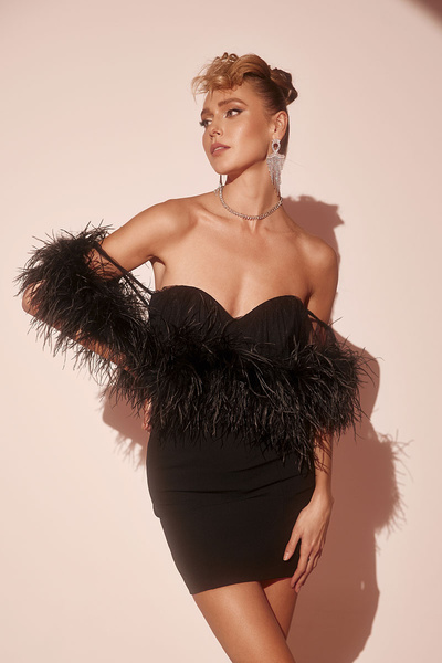 Mini Dress with Feathers