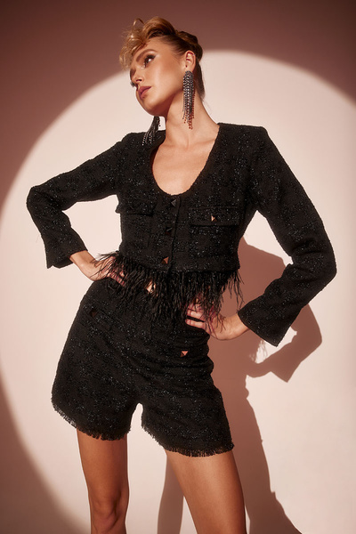 Open Back Tweed Top