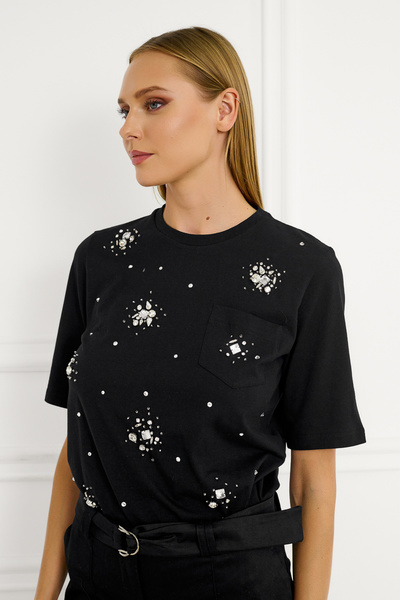 T-Shirt με Απλικέ Κοσμήματα
