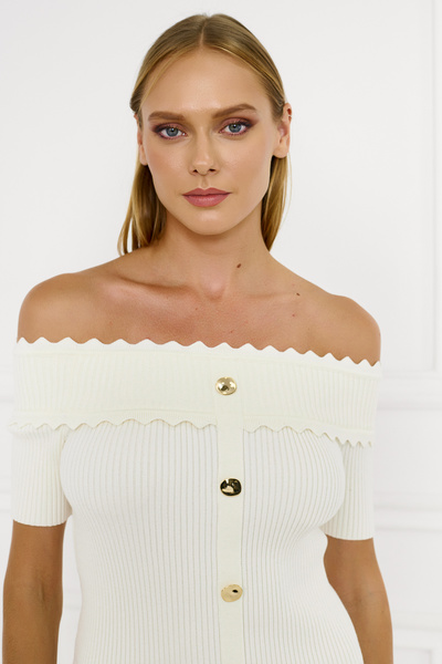 Off-Shoulder Ribbed-knit Dress