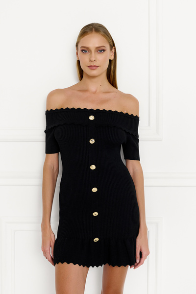 Off-Shoulder Ribbed-knit Dress