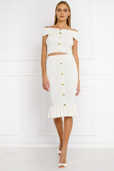 Midi Skirt with Ruffles