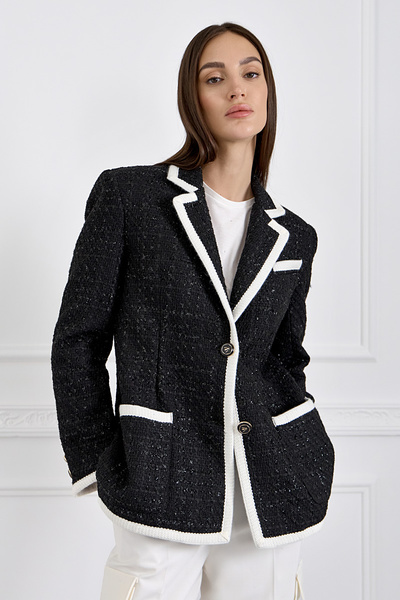 Piped-trim Single-breasted Blazer