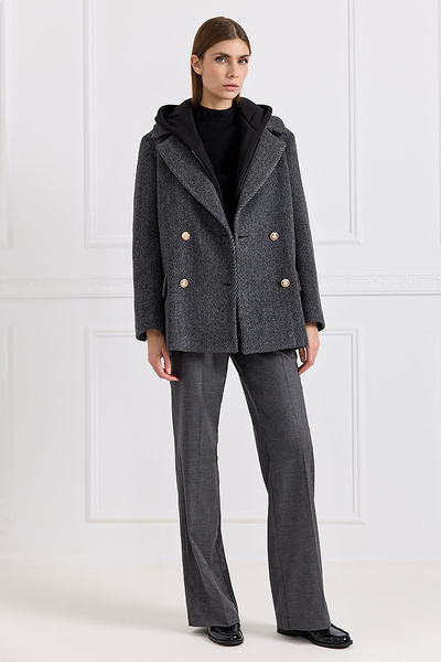 Wool-blend Overcoat with Removable Gilet