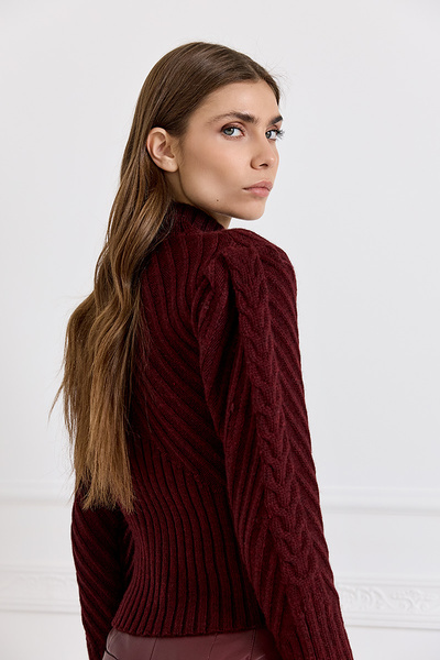 Mock-neck Ribbed-knit Jumper