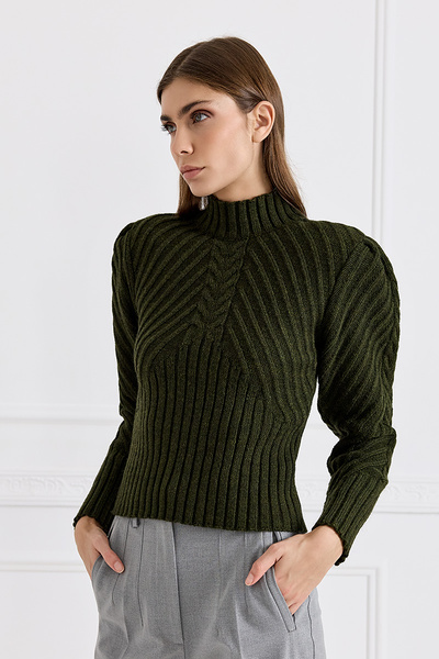 Mock-neck Ribbed-knit Jumper