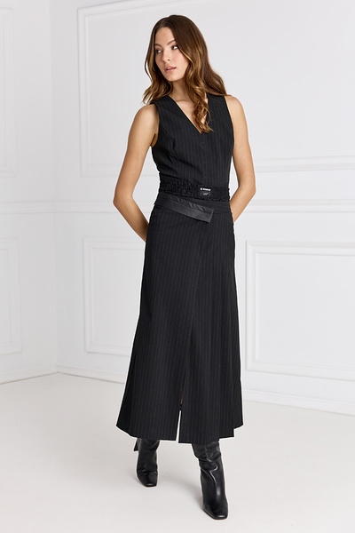 Asymmetric-waist Long Skirt with Brief