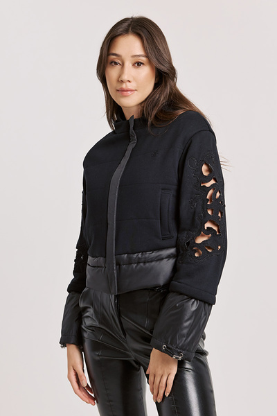 SWEAT JACKET WITH EMBROIDERY ON THE SLEEVE