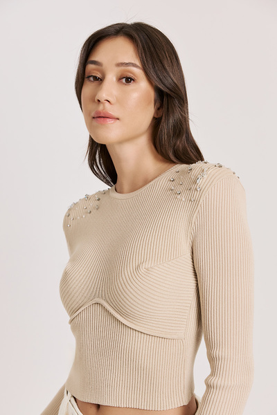 KNIT BLOUSE WITH CRYSTALS