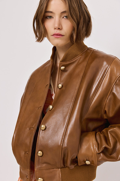 LEATHER JACKET WITH GOLD BUTTONS
