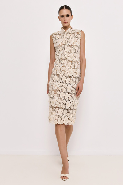 MIDI LACE DRESS WITH OPEN BACK