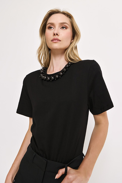 BODYSUIT WITH EMBROIDERED PEARLS