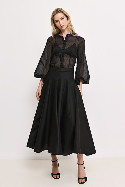 LINEN MIDI SKIRT