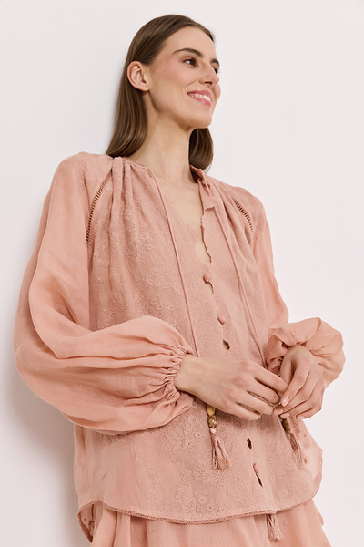 LINEN SHIRT WITH EMBROIDERY