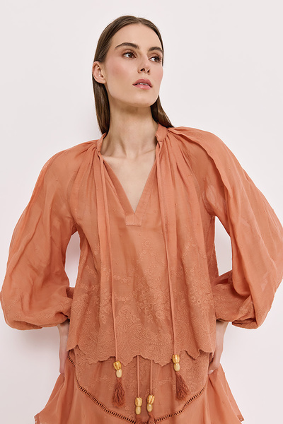 LINEN BLOUSE WITH EMBROIDERY