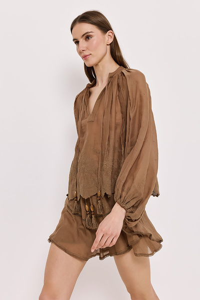 LINEN SKORT WITH EMBROIDERY