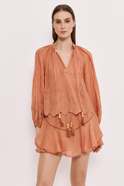 LINEN SHORTS WITH EMBROIDERY