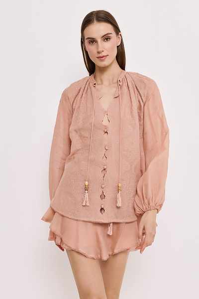 LINEN SHORTS WITH EMBROIDERY