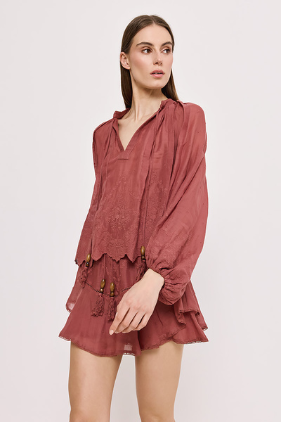 LINEN SHORTS WITH EMBROIDERY