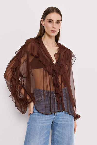 SILK BLOUSE WITH RUFFLES