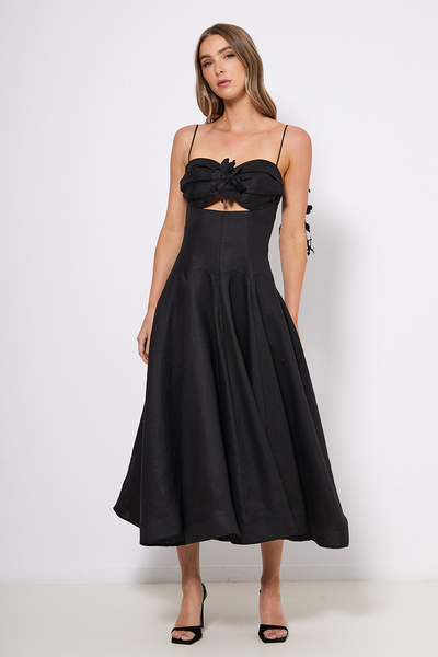 LINEN MIDI DRESS