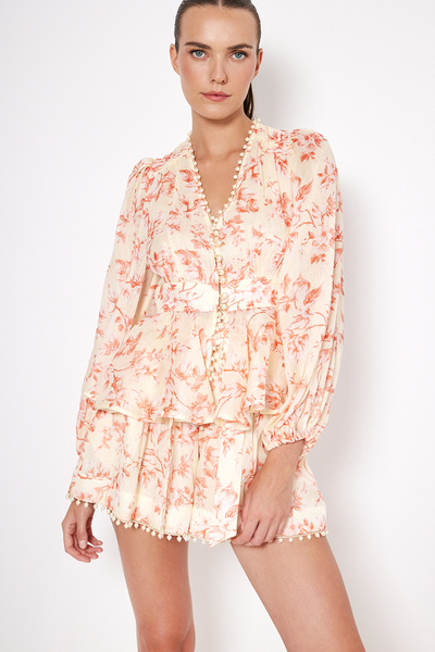 SHORTS WITH EMBROIDERED PEARLS AT THE HEM
