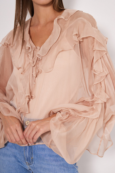 SILK BLOUSE WITH RUFFLES