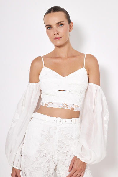 LACE TOP WITH DETACHABLE SLEEVES