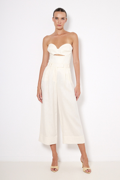LINEN ZIP CULOTTE WITH PLEATS