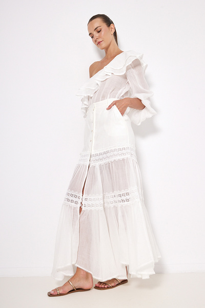 MAXI LINEN SKIRT WITH BUTTONS