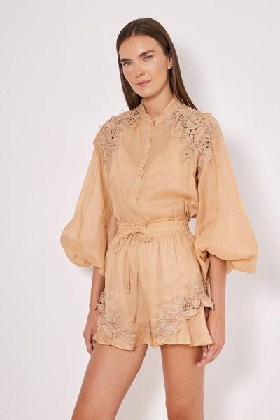 EMBROIDERED SHORTS WITH ELASTIC WAISTBAND