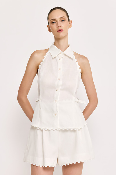 VEST WITH OPEN BACK AND NECK TIE