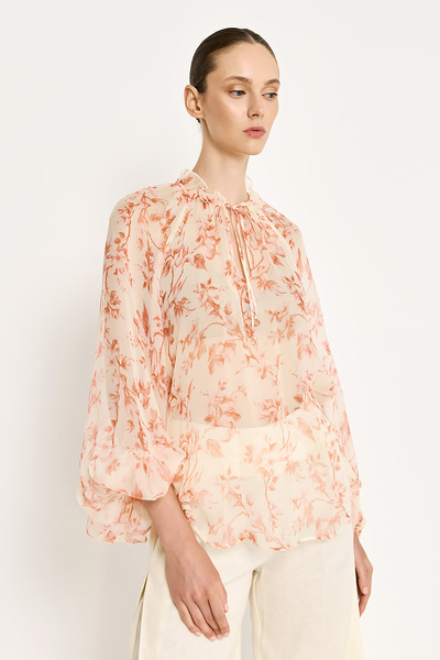 SHIRT WITH TIE-NECK DETAIL