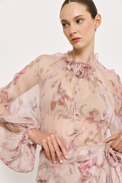SHIRT WITH TIE-NECK DETAIL