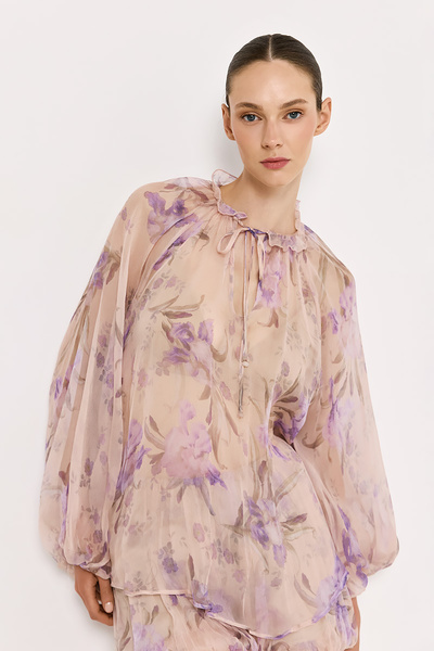 SHIRT WITH TIE-NECK DETAIL