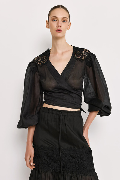 WRAP TOP WITH EMBROIDERY