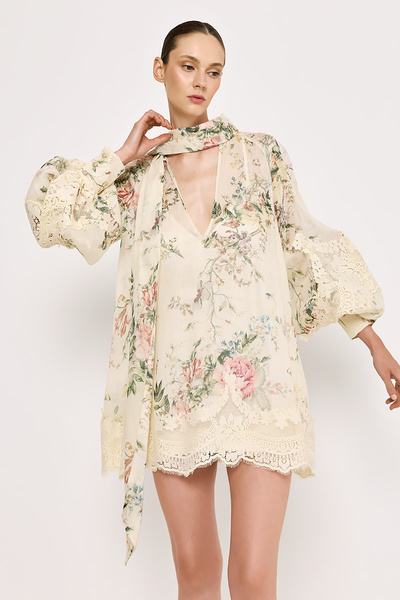 MINI DRESS WITH LACE TRIM