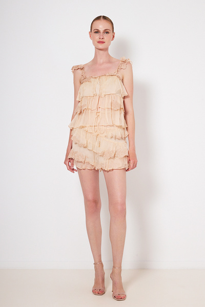 SILK MINI SKIRT WITH ELASTIC WAISTBAND