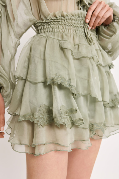 SILK MINI SKIRT WITH ELASTIC WAISTBAND