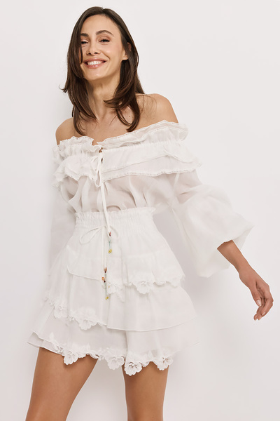 OFF-SHOULDER BLOUSE WITH RUFFLES