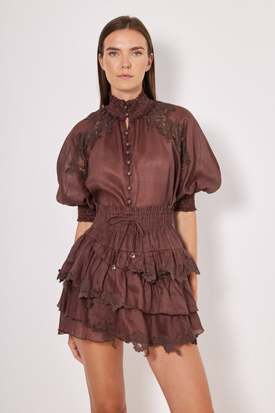 SKORT WITH RUFFLES AND ELASTIC WAIST