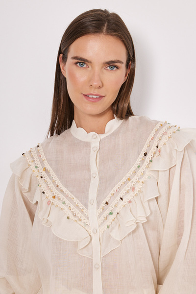 SHIRT IN LOOSE FIT WITH RHINESTONES
