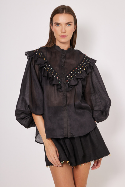 SHIRT IN LOOSE FIT WITH RHINESTONES