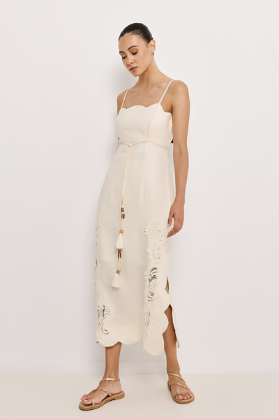 LINEN MINI DRESS WITH CUT-OUTS