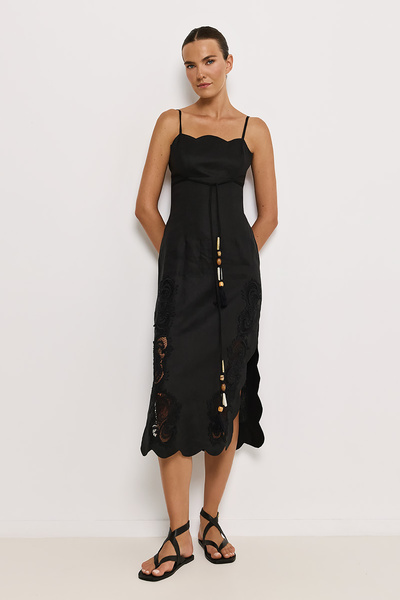 LINEN MINI DRESS WITH CUT-OUTS