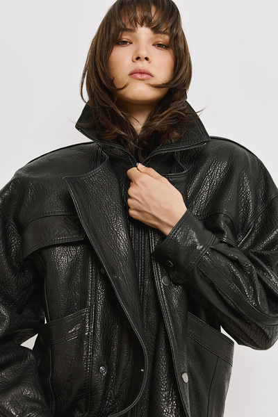 LEATHER JACKET WITH BELT