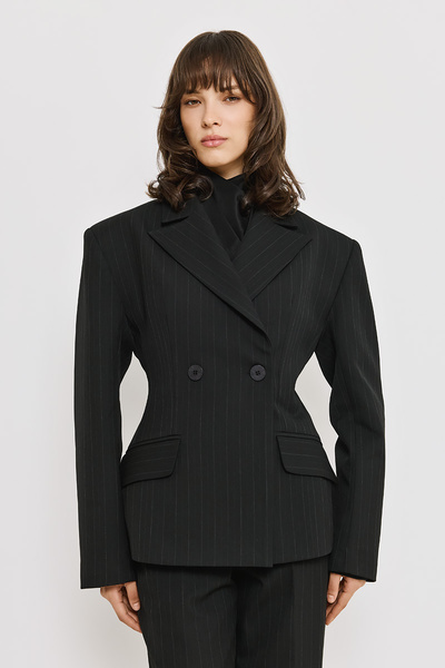 PINSTRIPE DOUBLE-BREASTED BLAZER