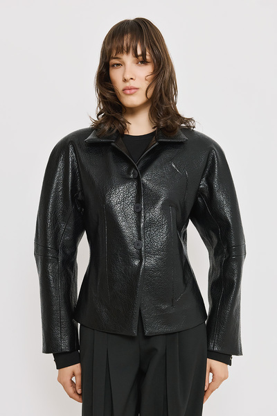 ΤΖΑΚΕΤ ΜΕ ΟΨΗ ΔΕΡΜΑΤΟΣ ΚΑΙ BALLOON ΜΑΝΙΚΙ